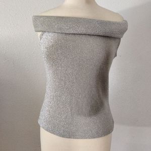 vintage Jeffrey and Dara lady silver blouse top shirt size large